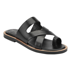 Genella Flat Leather Sandal - Black Leather / Marc Fisher For Sale