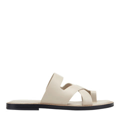 Genella Flat Leather Sandal - Cream Leather / Marc Fisher Online
