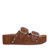 Sayge Studded Suede Footbed Sandal - Brown Suede / Marc Fisher Sale