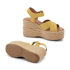 Pasion Espadrille Wedge Sandal - Yellow Suede / Marc Fisher US