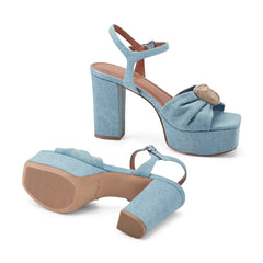 Candey Platform Sandal - Denim / Marc Fisher Discount