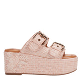 Poppy Platform Slide Sandal - Light Pink Raffia / Marc Fisher US