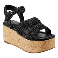 Payley Platform Wedge Sandal - Black Raffia / Marc Fisher Discount