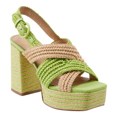 Caddy Platform Sandal - Natural/Green Raffia / Marc Fisher Outlet