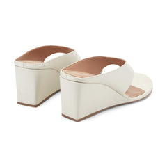 Udena Wedge Thong Sandal - White Leather / Marc Fisher On Sale