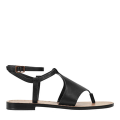 Lille Thong Flat Leather Sandal - Black Leather / Marc Fisher Outlet