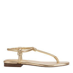 Maycee Thong Flat Leather Sandal - Gold Leather / Marc Fisher US