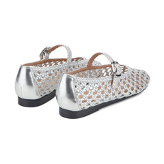 Evonna Woven Leather Mary Jane Ballet Flat - Silver Leather / Marc Fisher Sale
