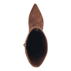 Lucinda Kitten Heel Leather Boot - Tan Suede / Marc Fisher US