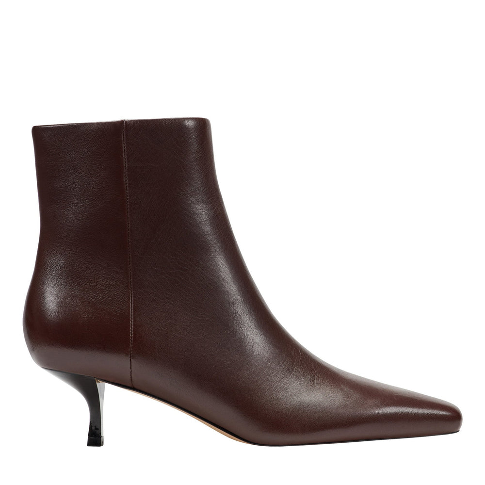 Kiona Kitten Heel Leather Ankle Bootie - Dark Brown Leather / Marc Fisher Sale