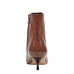 Kiona Kitten Heel Leather Ankle Bootie - Cognac Leather / Marc Fisher US
