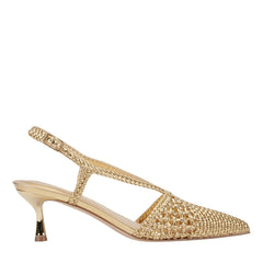 Reagan Woven Leather Pump - Gold Leather / Marc Fisher Outlet