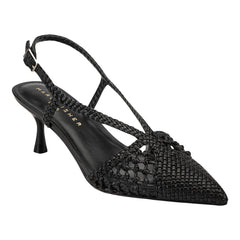 Reagan Woven Leather Pump - Black Leather / Marc Fisher US