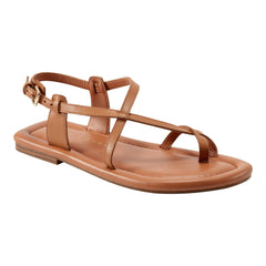 Gerty Strappy Leather Flat Sandal - Natural Leather / Marc Fisher Discount