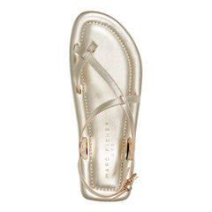 Gerty Strappy Leather Flat Sandal - Gold Leather / Marc Fisher Online
