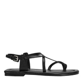 Gerty Strappy Leather Flat Sandal - Black Leather / Marc Fisher Sale