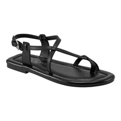 Gerty Strappy Leather Flat Sandal - Black Leather / Marc Fisher Sale
