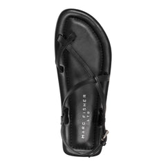 Gerty Strappy Leather Flat Sandal - Black Leather / Marc Fisher Sale