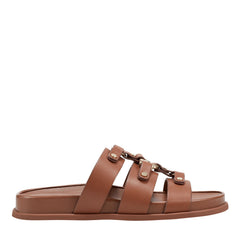 Verity Flat Leather Footbed Sandal - Brown Leather / Marc Fisher Online