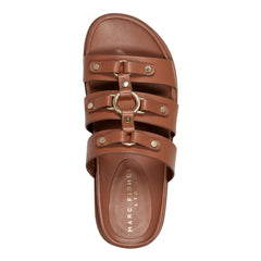 Verity Flat Leather Footbed Sandal - Brown Leather / Marc Fisher Online