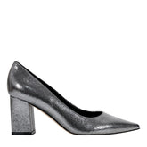 Zala Block Heel Pointy Toe Pump - Pewter Leather / Marc Fisher Online