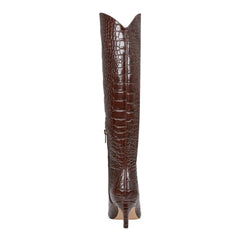 Quinnie Dress Leather Boot - Embossed Brown Croco Leather / Marc Fisher For Sale