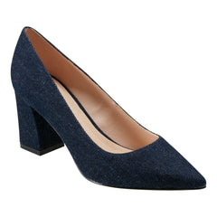 Zala Block Heel Pointy Toe Pump - Dark Denim / Marc Fisher Discount