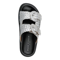 Auggie Woven Leather Footbed Sandal - Silver Leather / Marc Fisher Discount