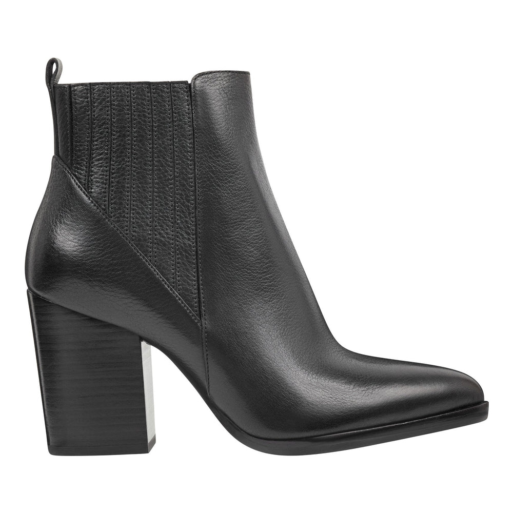 Alva Pointy Toe Leather Bootie - Black Leather / Marc Fisher Online
