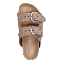 Sayge Studded Suede Footbed Sandal - Natural Suede / Marc Fisher Sale