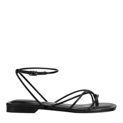 Mayte Strappy Leather Flat Sandal - Black Leather / Marc Fisher Online