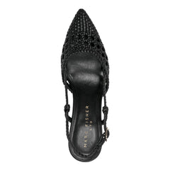 Zunnie Block Heel Woven Leather Slingback Pump - Black Leather / Marc Fisher US