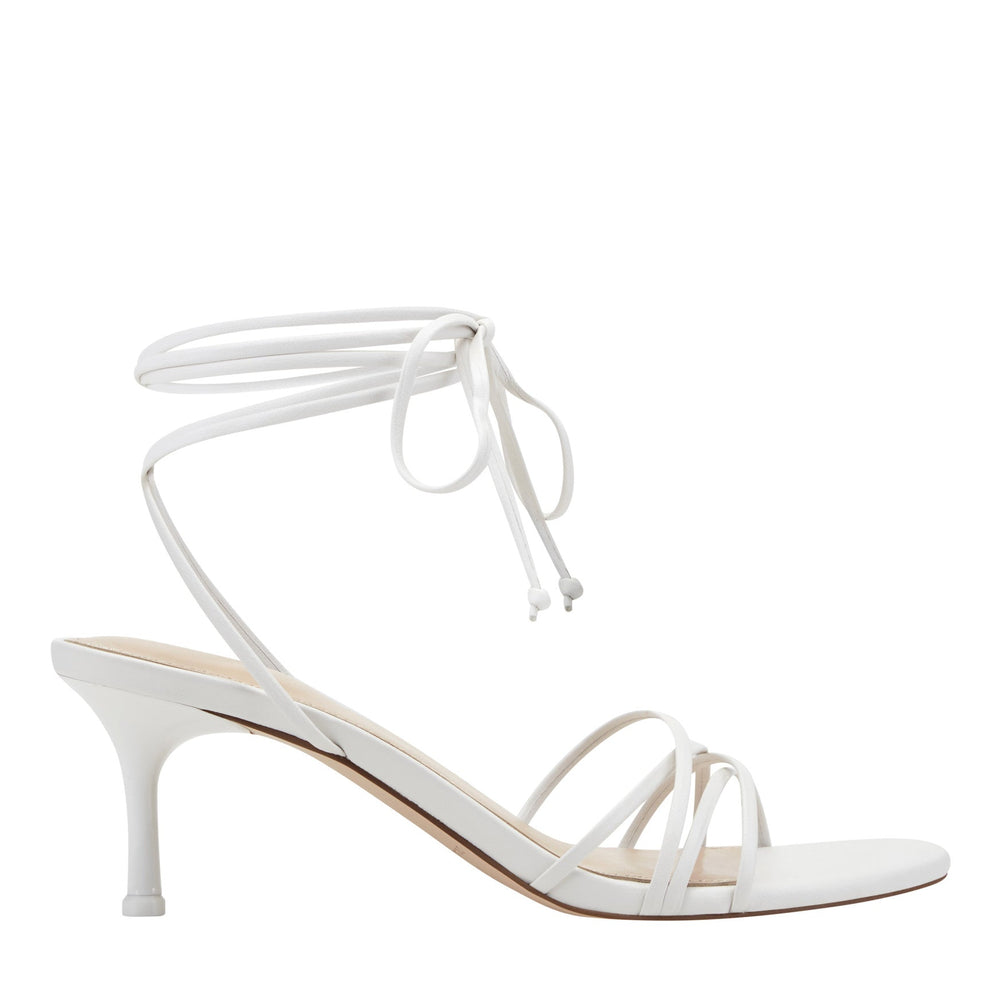 Gineva Leather Ankle Wrap Sandal - White Leather / Marc Fisher Discount