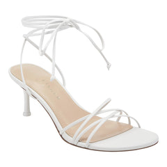Gineva Leather Ankle Wrap Sandal - White Leather / Marc Fisher Discount