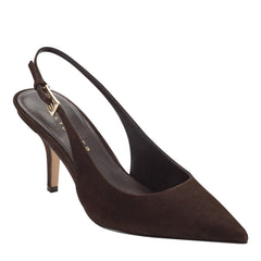 Dorie Leather Slingback Pump - Dark Brown Leather / Marc Fisher Outlet