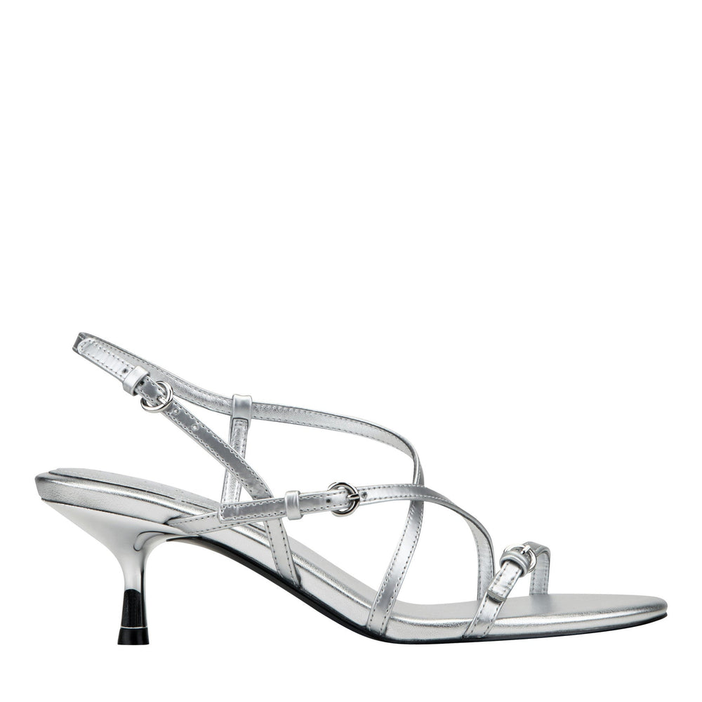 Nylah Leather Strappy Sandal - Silver Leather / Marc Fisher Sale