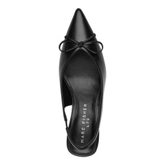 Gretel Leather Bow Slingback Pump - Black Leather / Marc Fisher On Sale