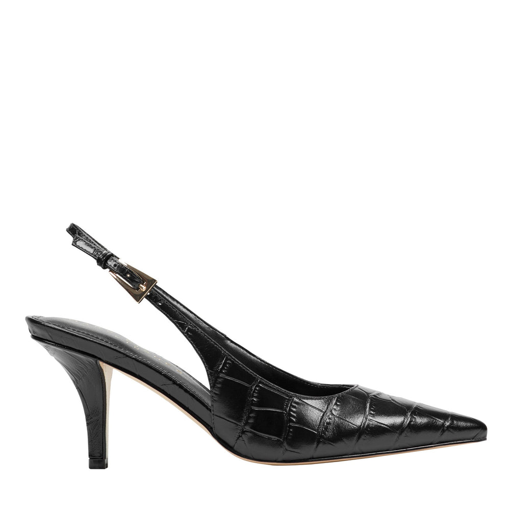 Dorie Leather Slingback Pump - Embossed Black Croco Leather / Marc Fisher For Sale