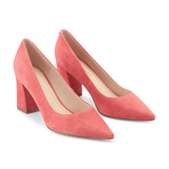 Zala Block Heel Pointy Toe Pump - Medium Pink Suede / Marc Fisher Sale