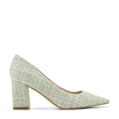 Zala Block Heel Pointy Toe Pump - Green Boucle / Marc Fisher On Sale