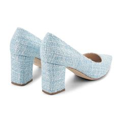 Zala Block Heel Pointy Toe Pump - Blue Boucle / Marc Fisher Discount