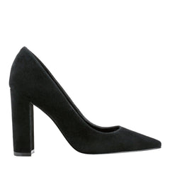 Abilene Leather Block Heel Pointy Toe Pump - Black Suede / Marc Fisher Sale
