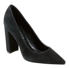 Abilene Leather Block Heel Pointy Toe Pump - Black Suede / Marc Fisher Sale