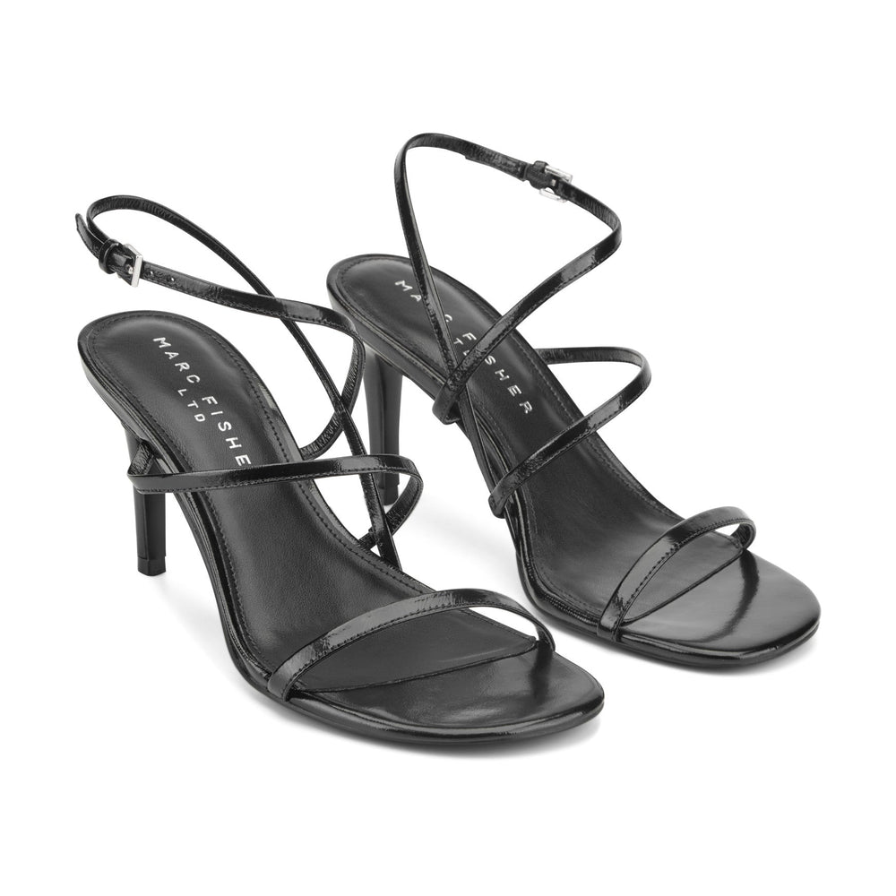Denzi Strappy Leather Sandal - Black Leather / Marc Fisher Discount