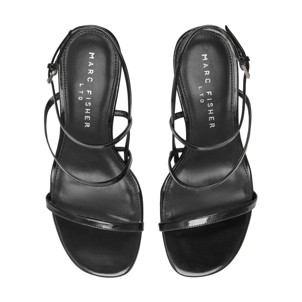 Denzi Strappy Leather Sandal - Black Leather / Marc Fisher Discount