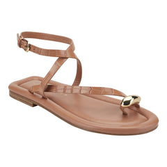Gynnie Flat Leather Sandal - Natural Leather Embossed Croco / Marc Fisher Discount