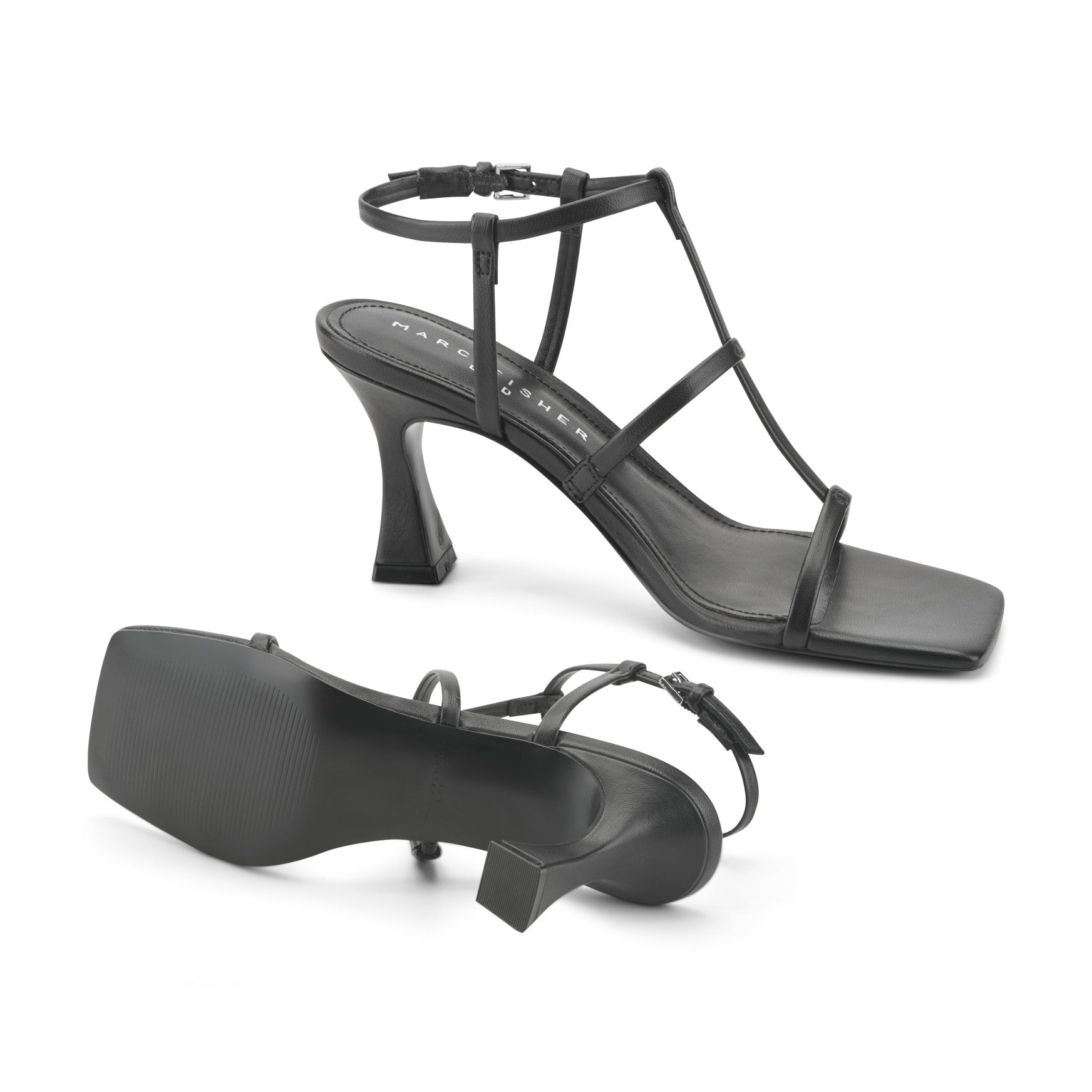 Dennie Strappy Leather Dress Sandal - Black Leather / Marc Fisher Online