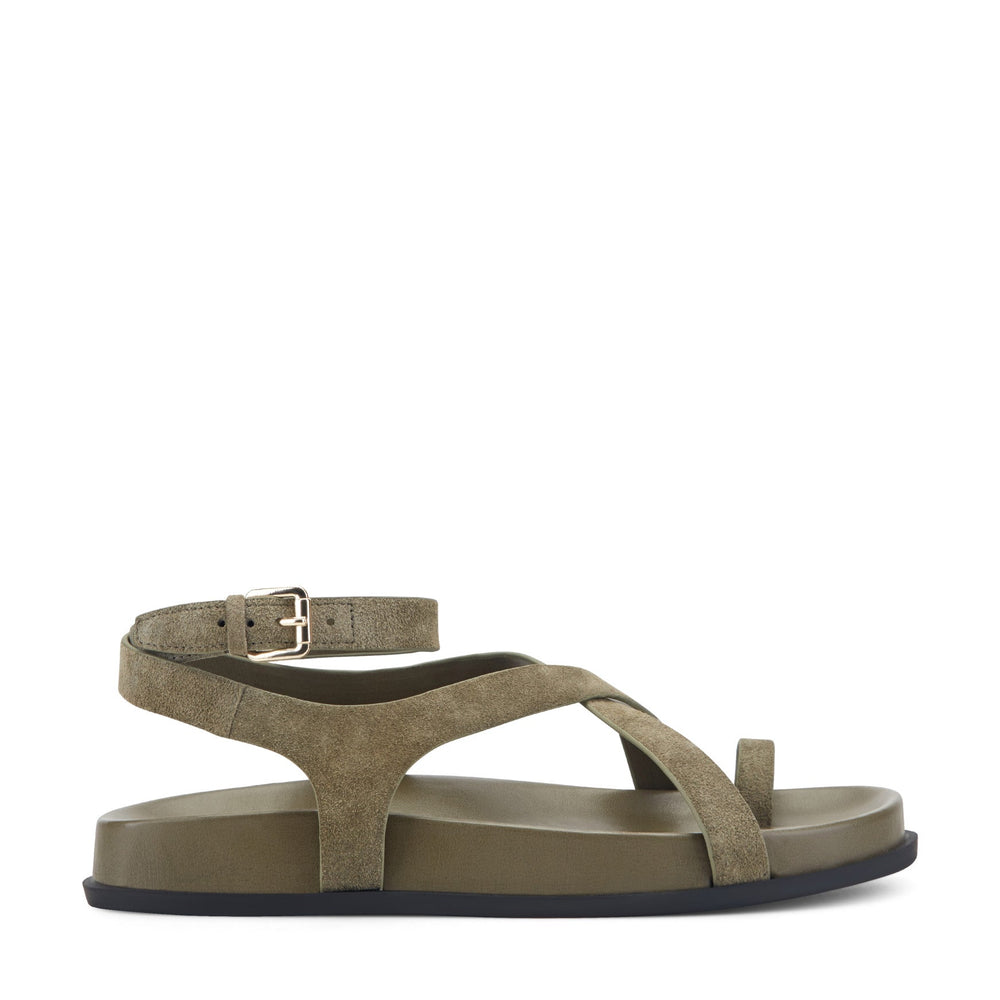 Bevy Footbed Leather Sandal - Green Suede / Marc Fisher For Sale