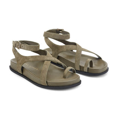 Bevy Footbed Leather Sandal - Green Suede / Marc Fisher For Sale