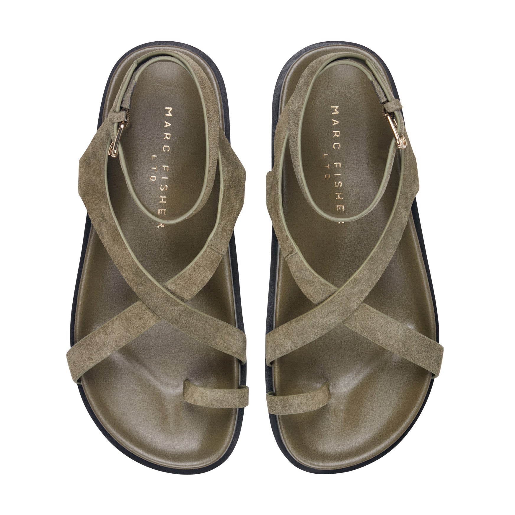 Bevy Footbed Leather Sandal - Green Suede / Marc Fisher For Sale